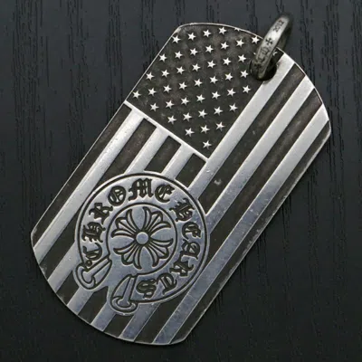 Pre-owned Chrome Hearts American Flag Dog Tag In Silver
