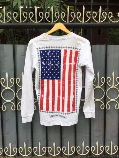 Pre-owned Chrome Hearts American Flag Usa Logo Long Sleeve Shirt In White