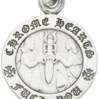 Pre-owned Chrome Hearts Angel Fuck You Medal Pendant Necklace Silver
