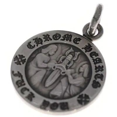 Pre-owned Chrome Hearts Angel Fuck You Medal Pendant Necklace Silver