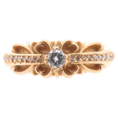 Pre-owned Chrome Hearts Baby Classic Floral Cross Pave Diamond 22 Karat Gold Ring In Multi