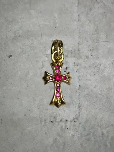 Pre-owned Chrome Hearts Baby Fat 22k Solid Gold With Rubies Pendant