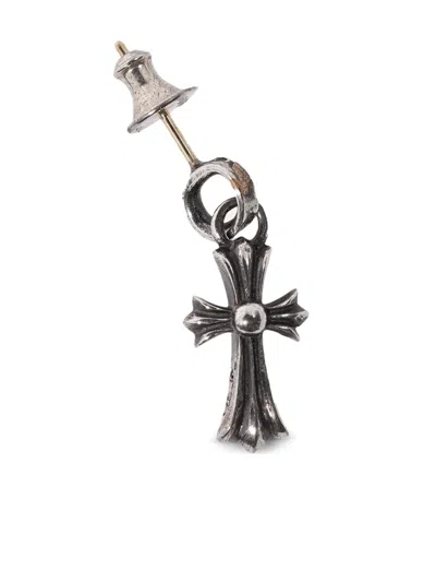 Chrome Hearts Baby Fat Cross Pendant Earring In Silver