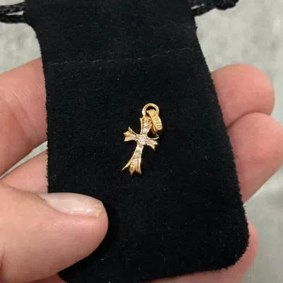 Pre-owned Chrome Hearts Baby Fat Diamond 22k Gold Pendant