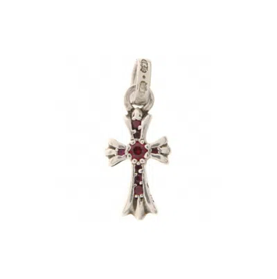 Pre-owned Chrome Hearts Baby Fat Ruby Pendant In Silver