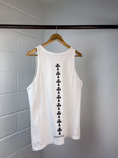 Pre-owned Chrome Hearts Back Stright Cross Tank Top In White