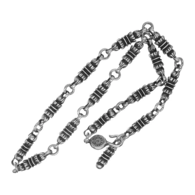 Pre-owned Chrome Hearts Barrel Link Necklace - 20.5 Inch In Silver