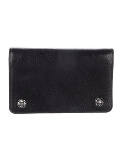 Pre-owned Chrome Hearts Bifold Leather Bifold Wallet In Black