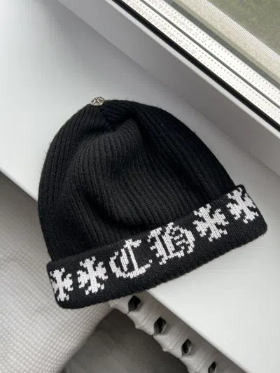 Pre-owned Chrome Hearts Big Daddy Cashmere Beanie In Black