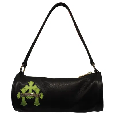 Pre-owned Chrome Hearts Black And Fluo Green Leather Handle Bag Pouch