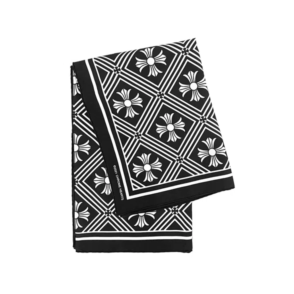 Pre-owned Chrome Hearts Black Cross Silk Scarf | ModeSens