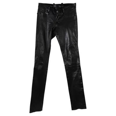 Pre-owned Chrome Hearts Black Embroidered Stretch Leather Pants 34 Xs