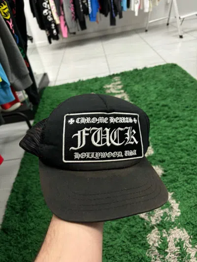 Pre-owned Chrome Hearts Black Fuck Trucker Hat