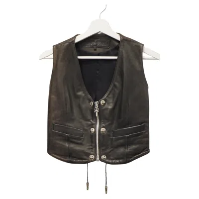 Pre-owned Chrome Hearts Black Leather Corset Vest Size M