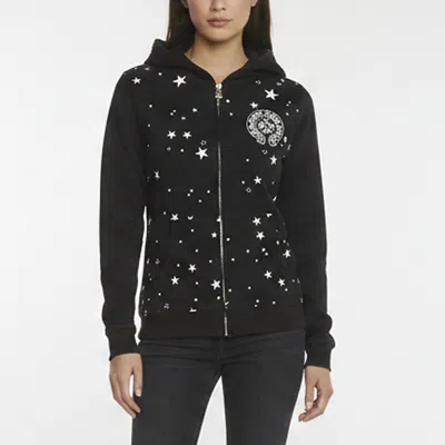 Pre-owned Chrome Hearts Black Logo Star Print Cotton Knit Zip-up Hoodie S
