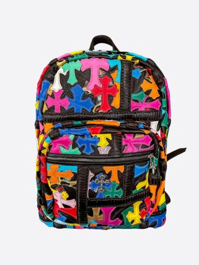 Pre-owned Chrome Hearts Black Multicolor Cross Patch Leather Backpack