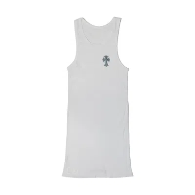 Chrome Hearts Blue Cross Leather Rib Tank Top White In Xs/s
