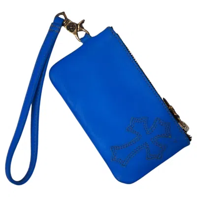 Pre-owned Chrome Hearts Blue Leather Cross Pouch
