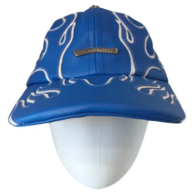 Pre-owned Chrome Hearts Blue Leather Flame Hat In Red