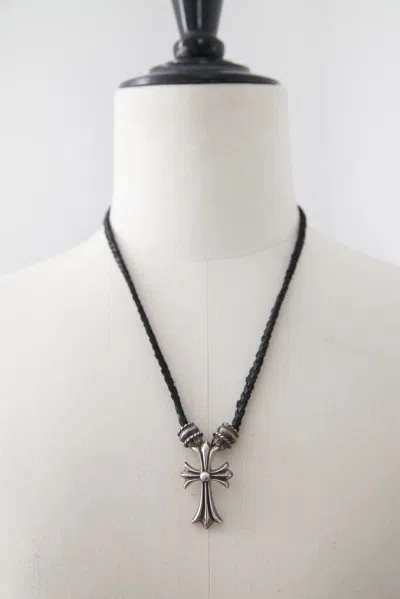 Pre-owned Chrome Hearts Bolo Tie Cross Necklace In Silver