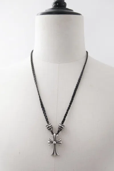 Pre-owned Chrome Hearts Bolo Tie Cross Necklace In Silver