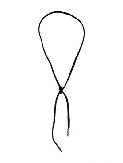 Pre-owned Chrome Hearts Braided Leather Cord Lariat, 36" In Black
