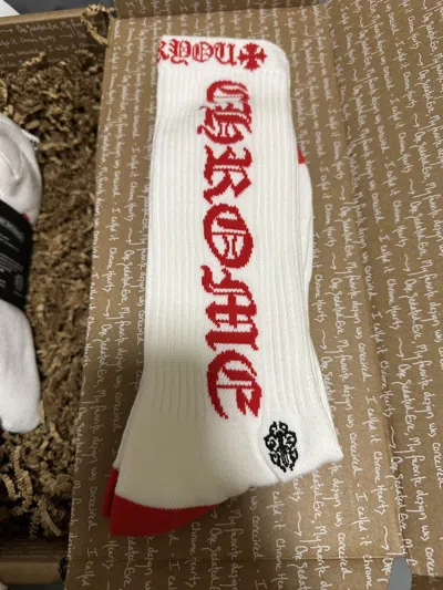 Pre-owned Chrome Hearts Brand Chrome Heart Socks Size L In White