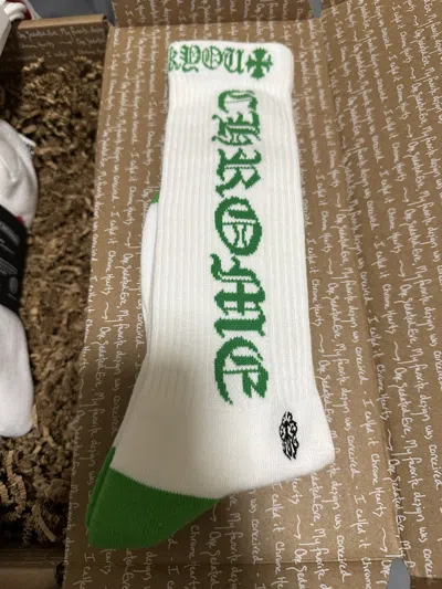 Pre-owned Chrome Hearts Brand Chrome Heart Socks Size L In White