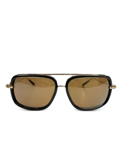Chrome Hearts 褐色细节太阳眼镜 In Black