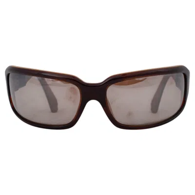 Pre-owned Chrome Hearts Brown Beige Acetate Fix I Albr Rectangular Sunglasses
