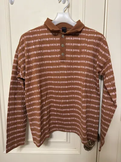 Pre-owned Chrome Hearts Brown/pink Long Sleeve Polo