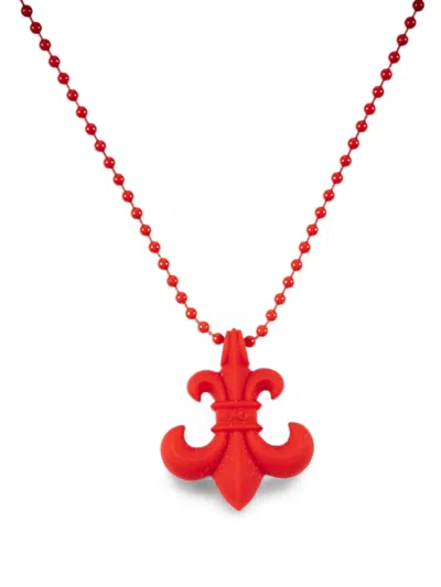Chrome Hearts Bs Fleur Ball-chain Pendant Necklace In Red
