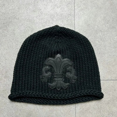 Pre-owned Chrome Hearts Bs Fluer Patch Beanie In Black