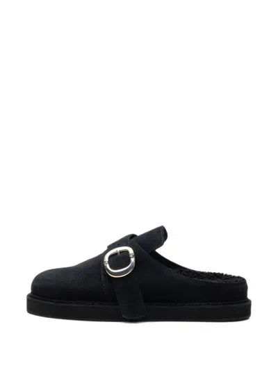 Chrome Hearts Buckle-fastening Suede Clogs In Black