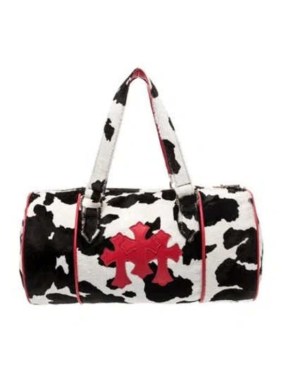 Pre-owned Chrome Hearts Calf Hair Cross Patch Boston Mini Duffle Bag In Multi
