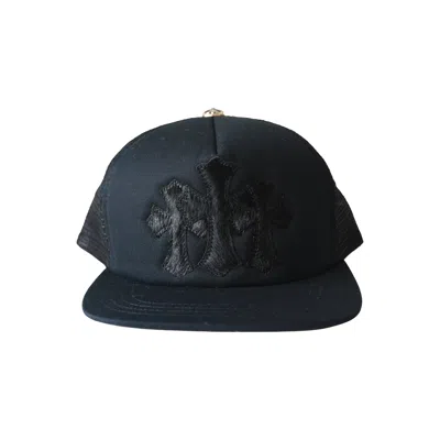 Chrome Hearts Calf Hair Triple Cross Patch Trucker Hat Black