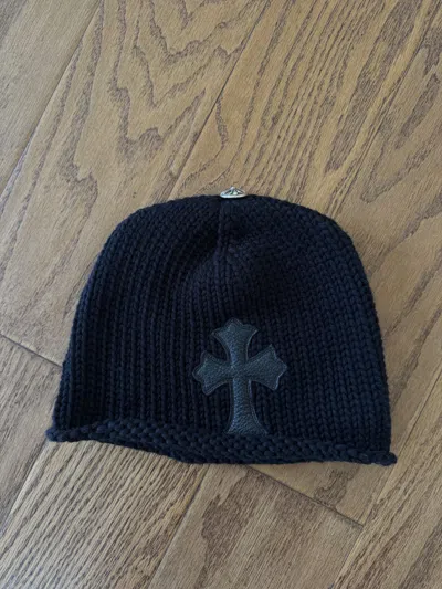 Pre-owned Chrome Hearts Cashmere Beanie With Cross Patch In Black