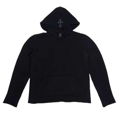 Pre-owned Chrome Hearts Cashmere Plus Knit Cross Patch Hoodie In Black