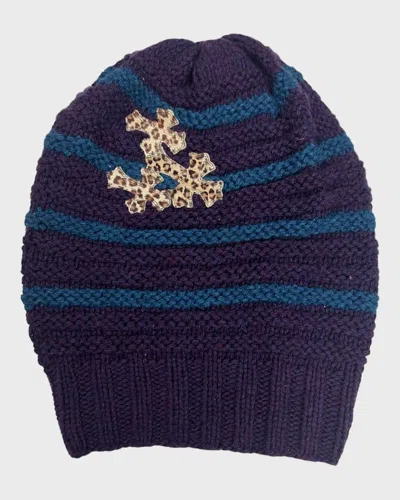 Pre-owned Chrome Hearts Cashmere Vip Leopard Patched Beanie Sz:os In Multi