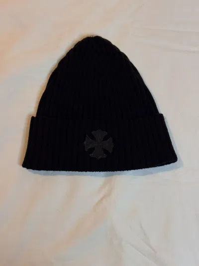 Pre-owned Chrome Hearts Cashmere/lamb Plus Cross Patch Beanie In Black