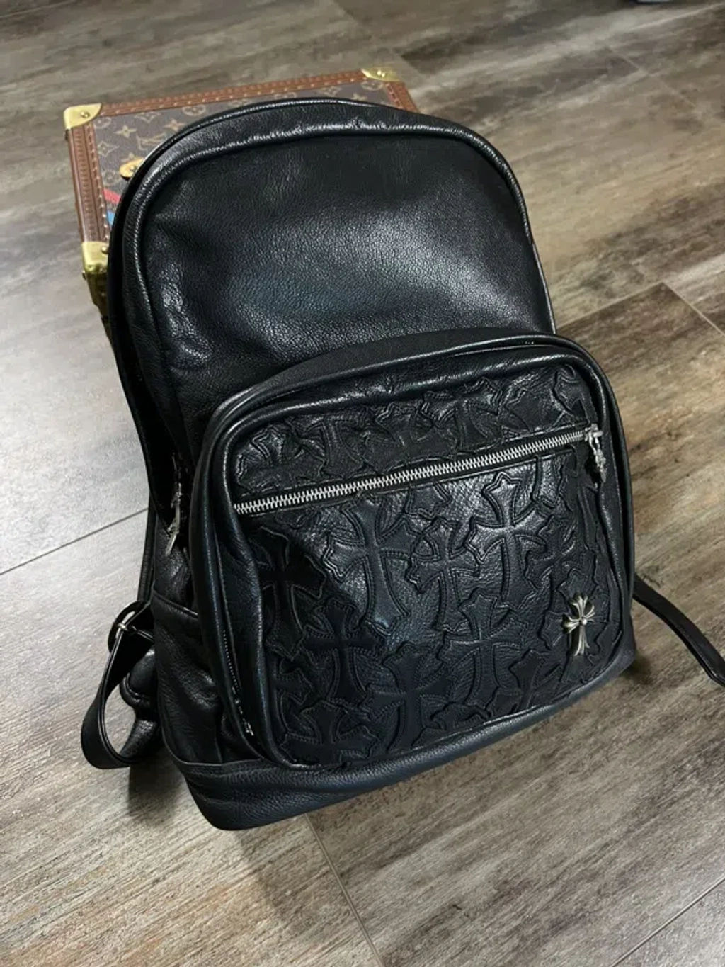 Pre-owned Chrome Hearts Cemetery Backpack Cross Patch 7th Grade In