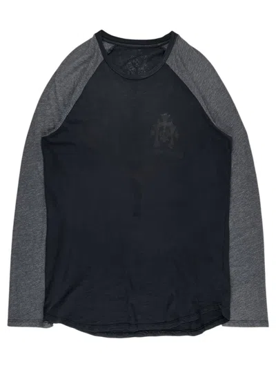 Pre-owned Chrome Hearts Cemetery Cross Baseball Longsleeve Tshirt In Black Gray