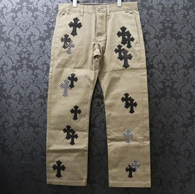 Pre-owned Chrome Hearts Cemetery Cross Patch Chino Pants In Khaki