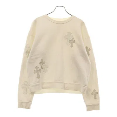 Pre-owned Chrome Hearts Cemetery Cross Patch Crewneck Cemetery Cross Patch Crewneck Sweatshirt White (size Medium)