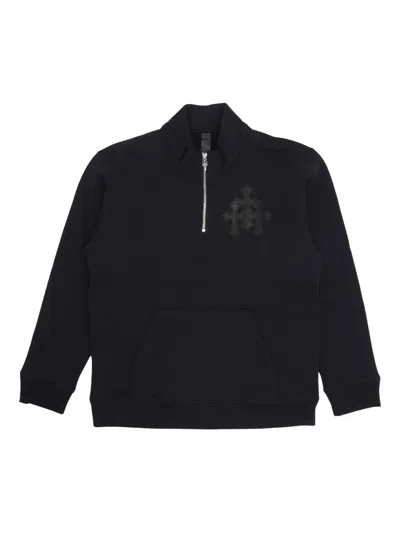 Chrome Hearts Cemetery Cross Quarter-zip Sweatshirt In Black