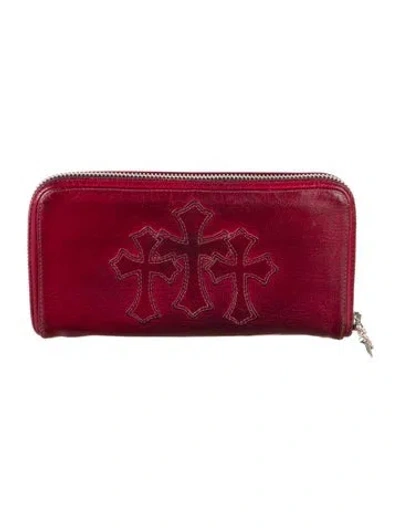 Pre-owned Chrome Hearts Cemetery Long Leather Continental Wallet In Red