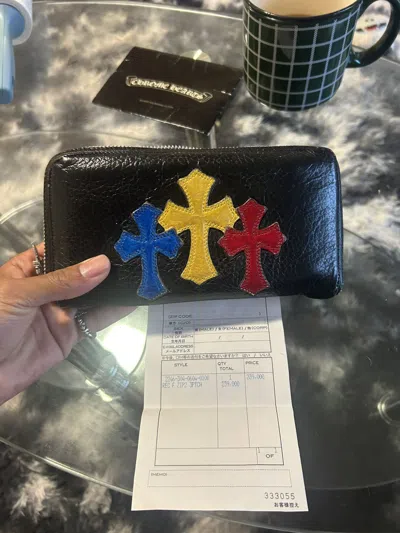 Pre-owned Chrome Hearts Cemetery Long Wallet Clutch In Black