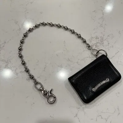 Pre-owned Chrome Hearts Ch Celtic Ball Wallet Chain With Cardholder In Silver