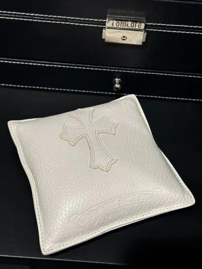 Pre-owned Chrome Hearts Ch Cross Patch Lambskin Leather Pillow In White