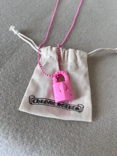 Pre-owned Chrome Hearts Ch Fleurknee Padlock Silicone Necklace In Pink
